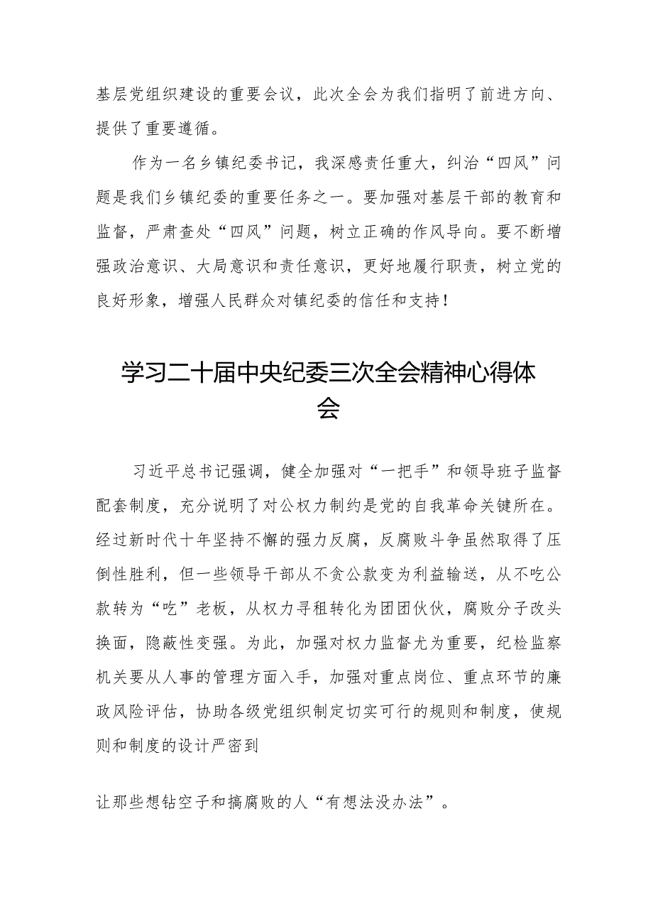 二十中央纪委三次全会精神心得体会发言稿二十篇.docx_第3页