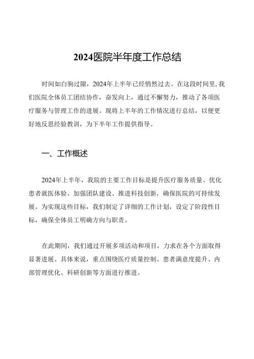 2024医院半年度工作总结.docx