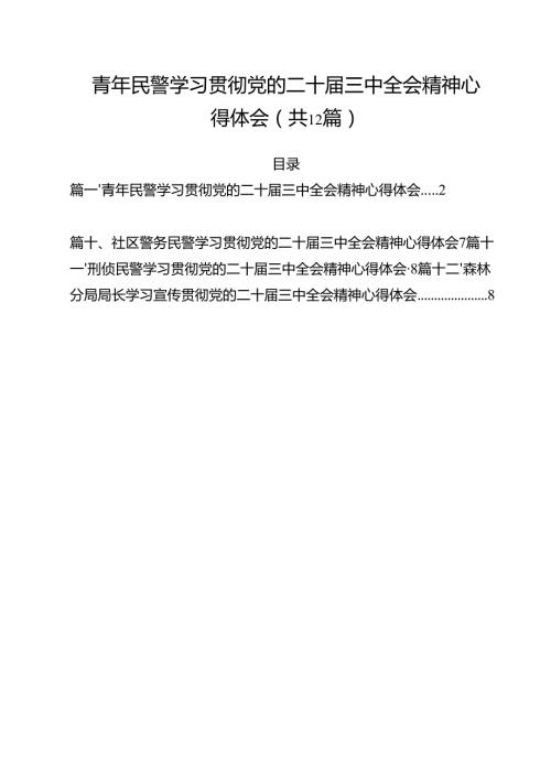 青年民警学习贯彻党的二十三中全会精神心得体会范文12篇（最新版）.docx