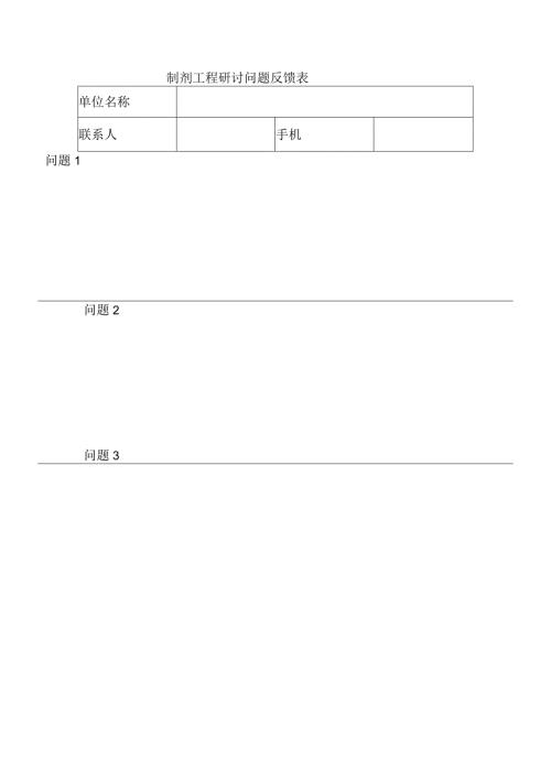 制剂工程研讨问题反馈表.docx