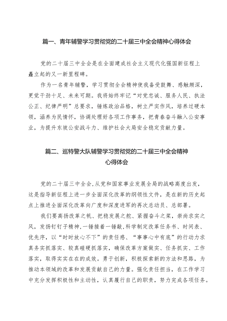 青年辅警学习贯彻党的二十三中全会精神心得体会13篇（最新版）.docx_第2页