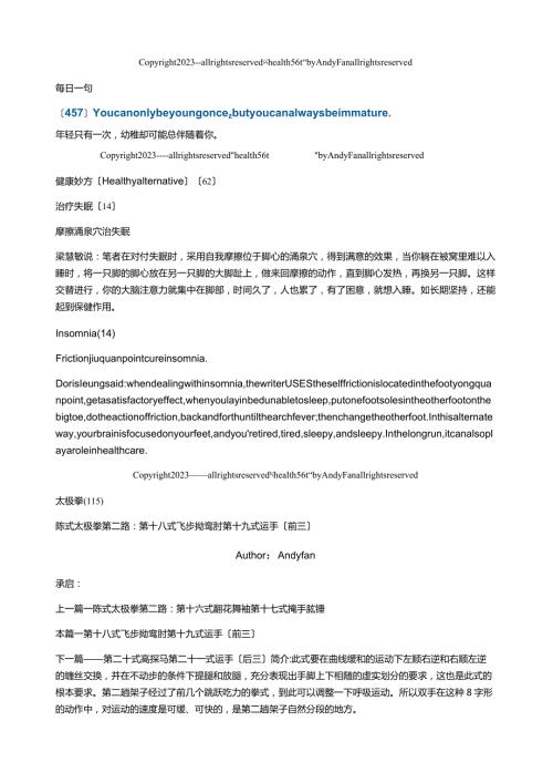 太极拳(115)陈式太极拳第二路：第十八式飞步拗鸾肘第十九式运手.docx