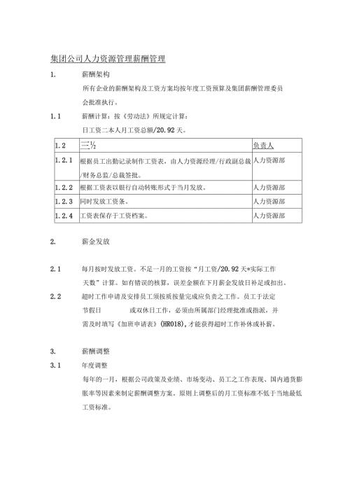 集团公司人力资源管理薪酬管理.docx