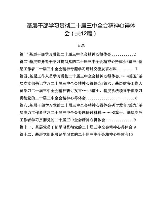 基层干部学习贯彻二十三中全会精神心得体会（共12篇）.docx