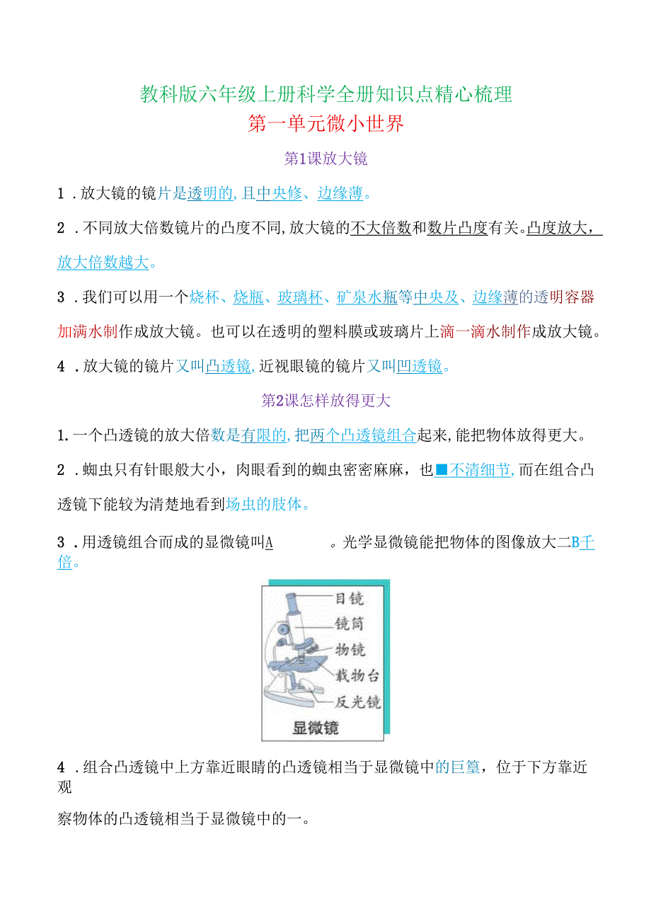 教科版六年级上册科学全册知识重难点考点精心归纳.docx_第2页
