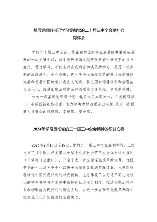 （9篇）基层党组织书记学习贯彻党的二十三中全会精神心得体会专题资料.docx