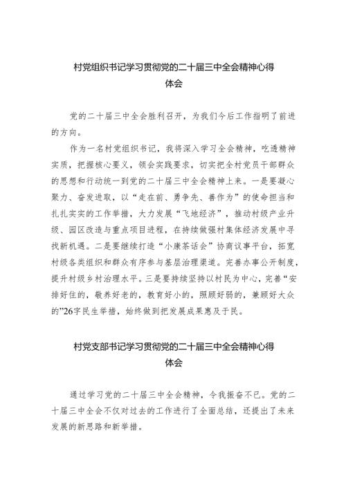 （9篇）村党组织书记学习贯彻党的二十三中全会精神心得体会范文精选.docx