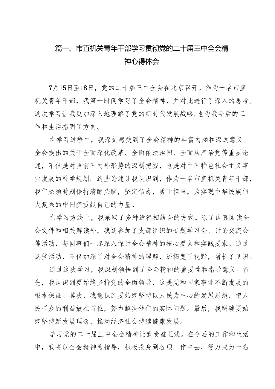 （11篇）市直机关青年干部学习贯彻党的二十三中全会精神心得体会范文.docx_第2页
