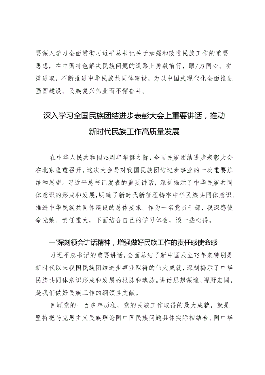 村书记贯彻落实在全国民族团结进步表彰大会上重要讲话心得体会.docx_第3页