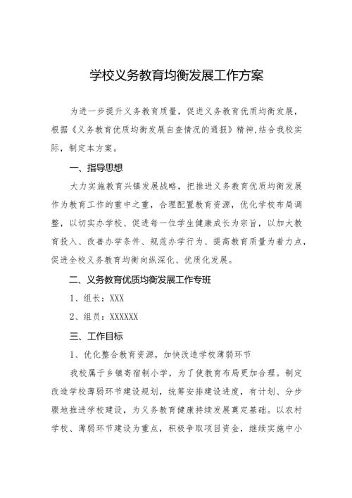 学校义务教育均衡发展工作方案精选.docx