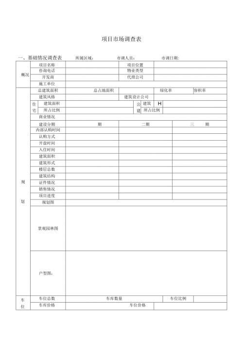 房地产开发公司置业顾问项目市场调查表.docx