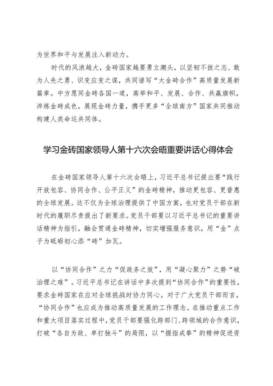 2024年学习金砖国家领导人第十六次会晤重要讲话感悟心得体会.docx_第3页