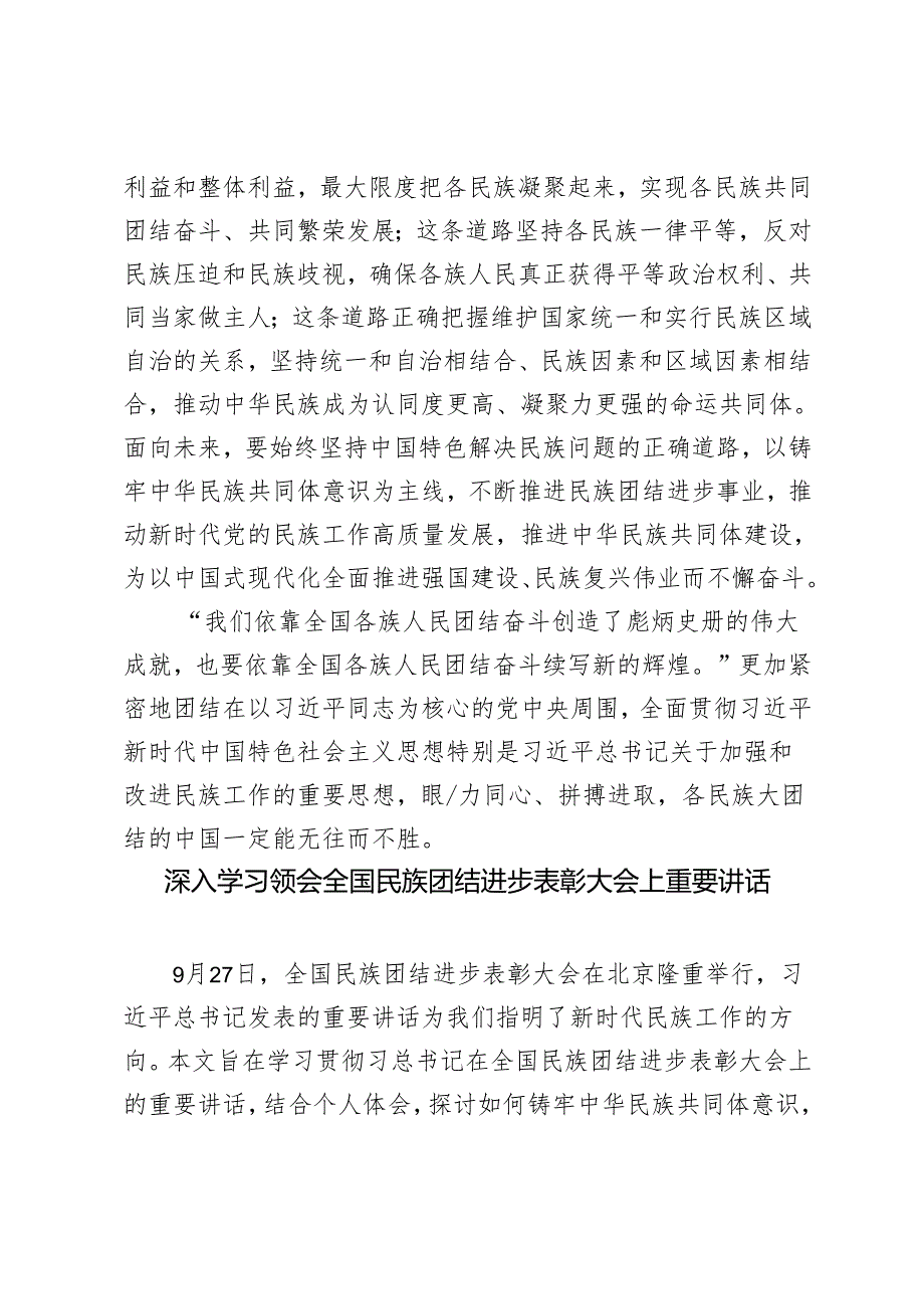 深入学习在全国民族团结进步表彰大会上重要讲话体会心得感悟3篇.docx_第3页