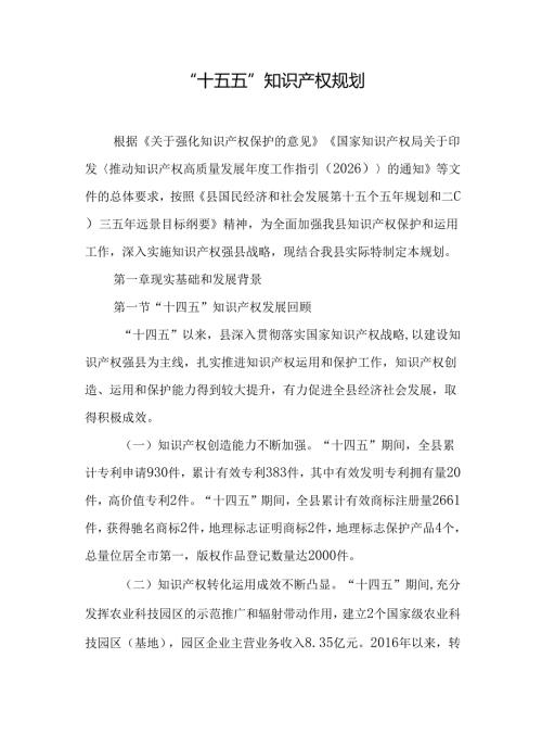 “十五五”知识产权规划.docx