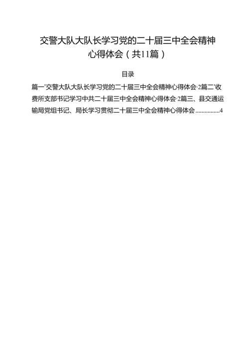 （11篇）交警大队大队长学习党的二十三中全会精神心得体会（精选）.docx