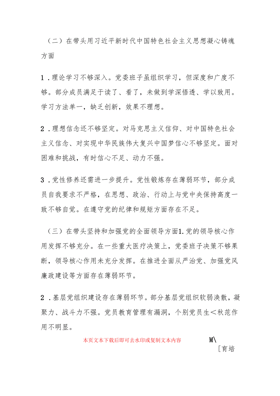 2024 医院党委民主生活会对照检查材料.docx_第3页