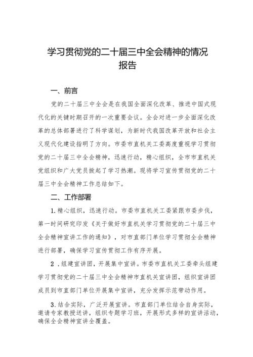 四篇2024年学习贯彻党的二十三中全会精神总结报告.docx