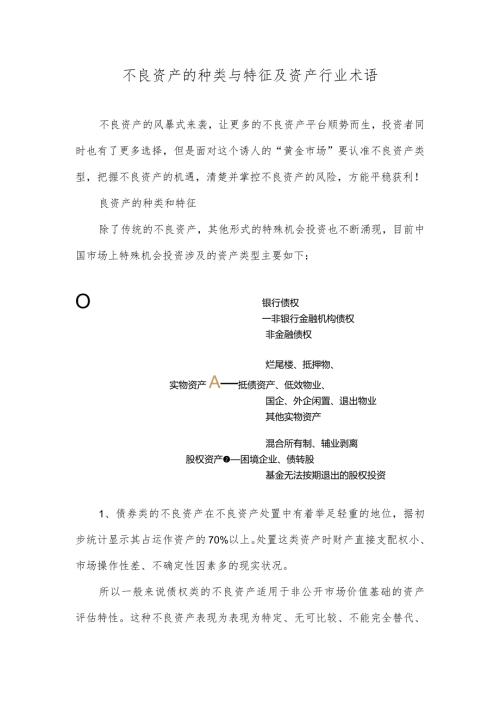 不良资产的种类与特征及资产行业术语.docx