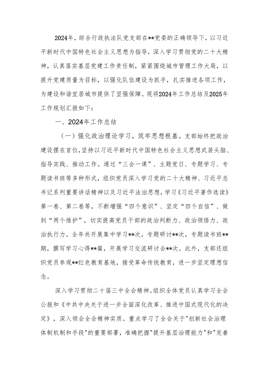 党支部2024年工作总结及2025年工作规划.docx_第1页