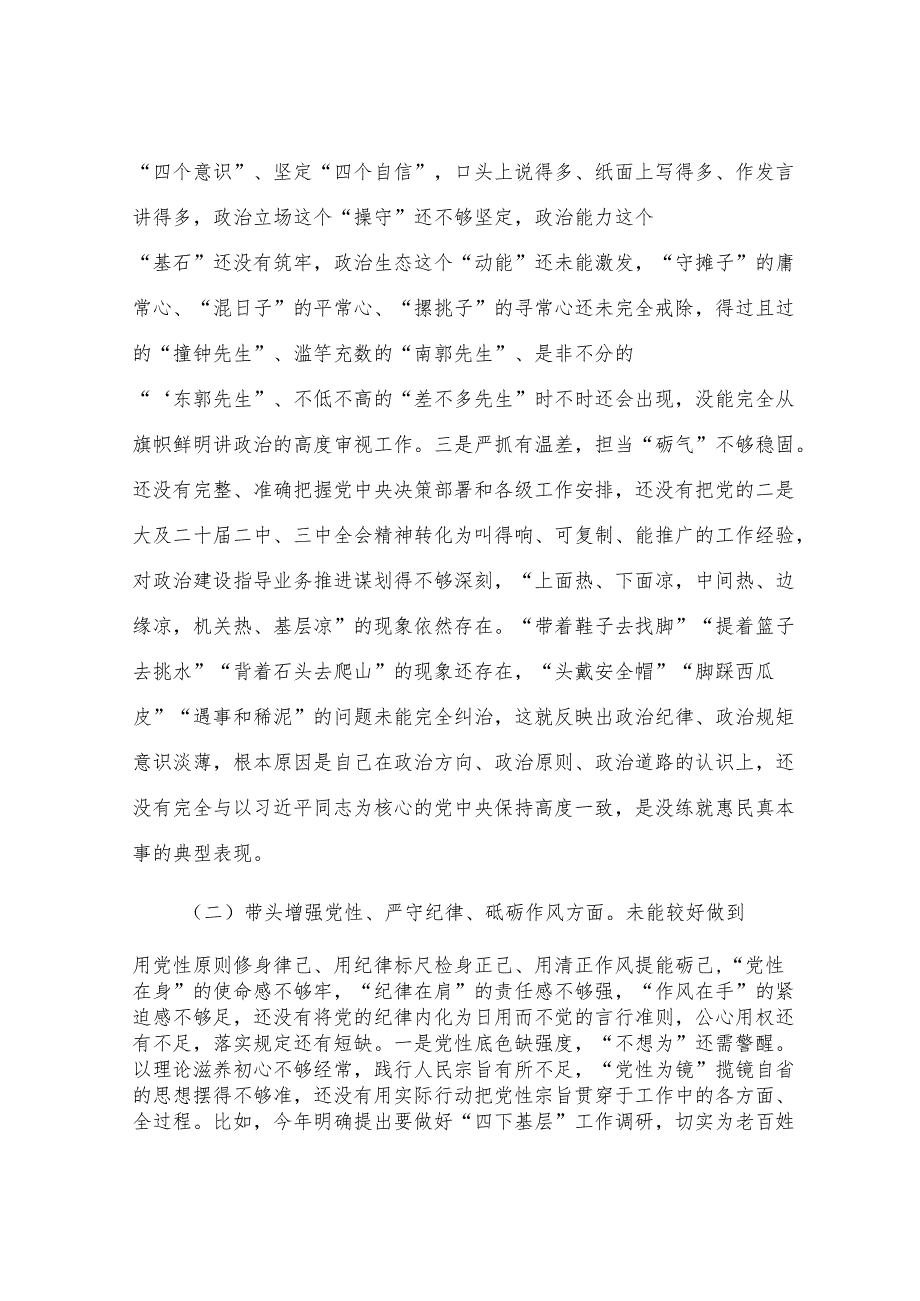 2024年度民主生活会对照检视剖析材料.docx_第2页