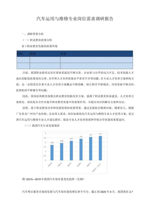 汽车运用与维修专业岗位需求调研报告.docx