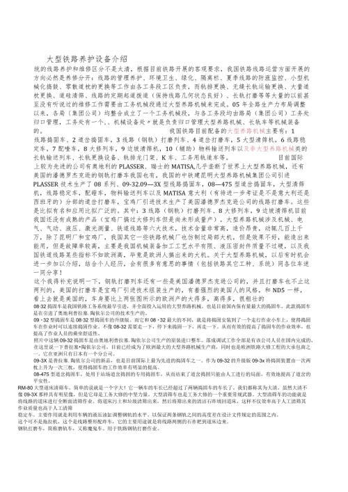 大型铁路养护设备介绍.docx