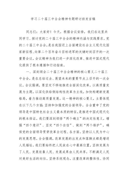 2024年开展《学习二十三中全会精神》专题研讨班发言稿（3份）59.docx