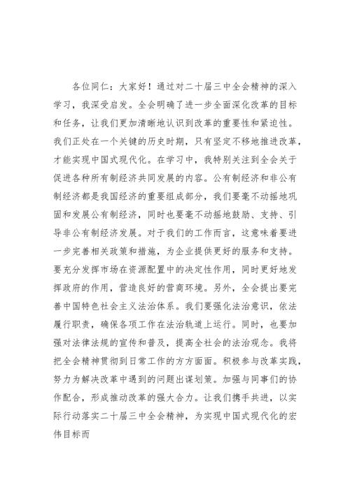 2024年开展学习二十三中全会精神专题研讨班发言稿（汇编5份）.docx