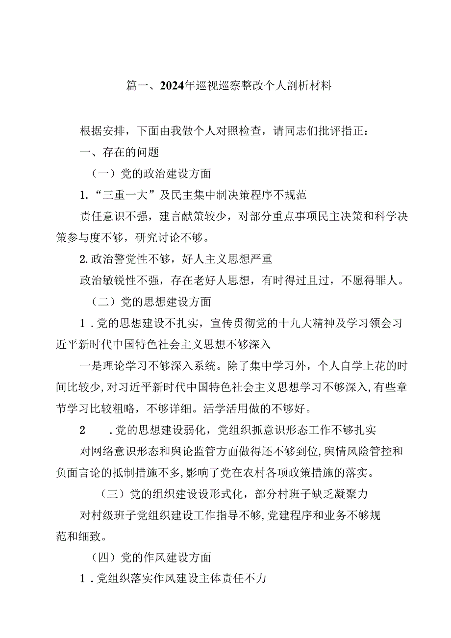 2024年巡视巡察整改个人剖析材料优选13篇.docx_第2页