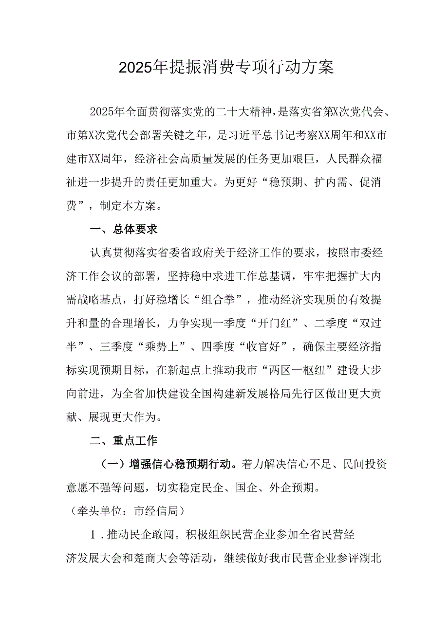 2025年开展《提振消费》专项行动工作方案.docx_第1页