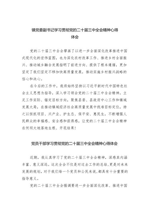 镇党委副书记学习贯彻党的二十三中全会精神心得体会8篇专题资料.docx