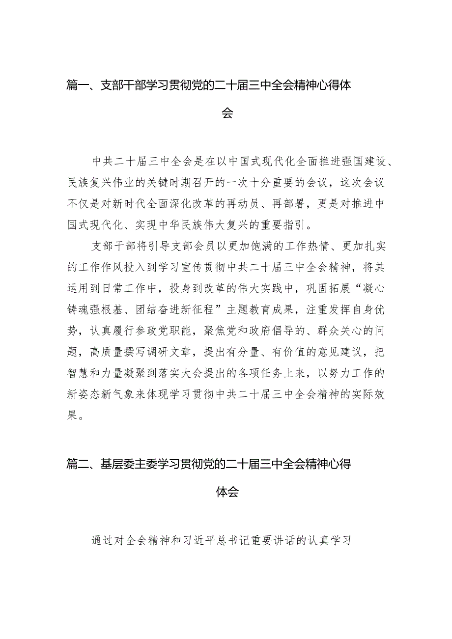 （15篇）支部干部学习贯彻党的二十三中全会精神心得体会（最新版）.docx_第2页