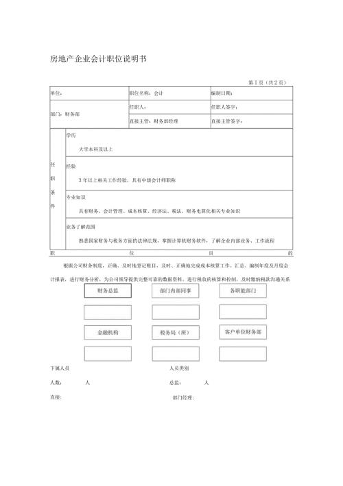 房地产企业会计职位说明书.docx