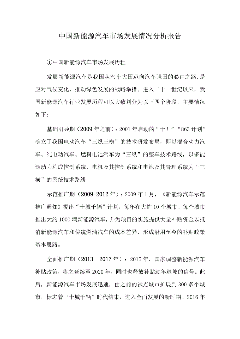 中国新能源汽车市场发展情况分析报告.docx_第1页