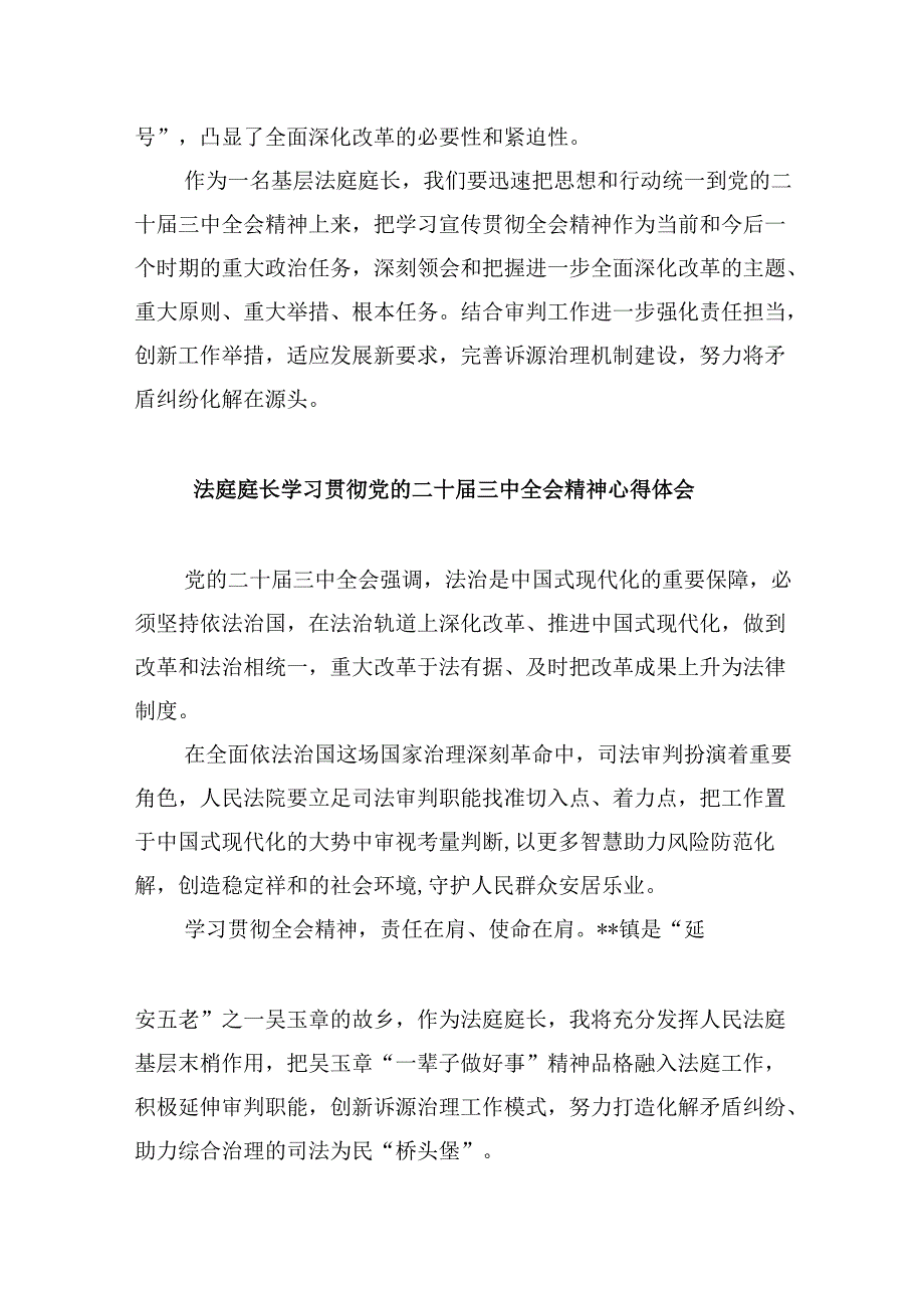 （11篇）法庭庭长学习贯彻党的二十三中全会精神心得体会通用精选.docx_第2页