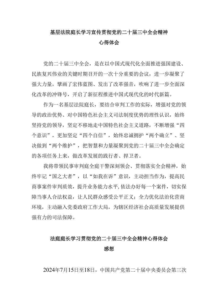 （11篇）法庭庭长学习贯彻党的二十三中全会精神心得体会通用精选.docx_第3页