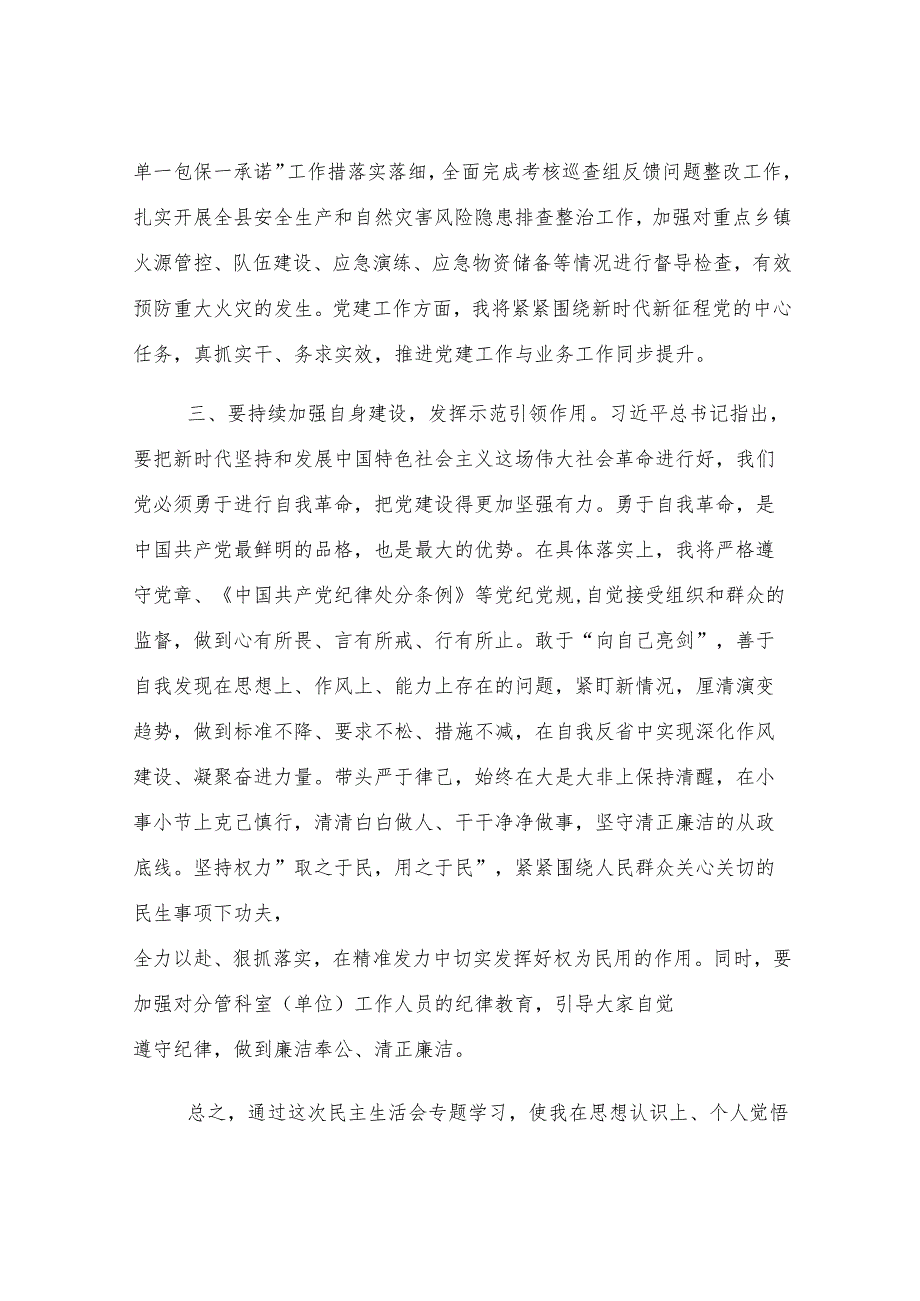 2024年度县应急局党组民主生活会会前专题学习研讨发言材料.docx_第3页
