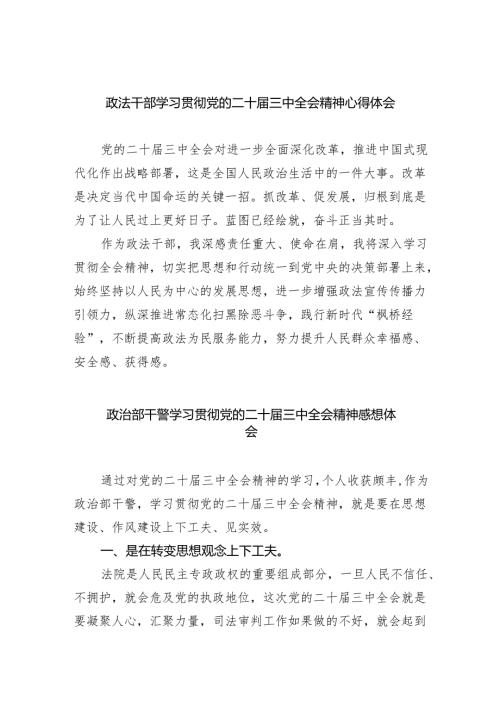 政法干部学习贯彻党的二十三中全会精神心得体会(通用精选8篇).docx