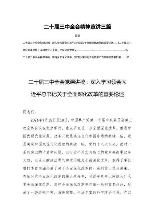 二十三中全会精神宣讲三篇.docx