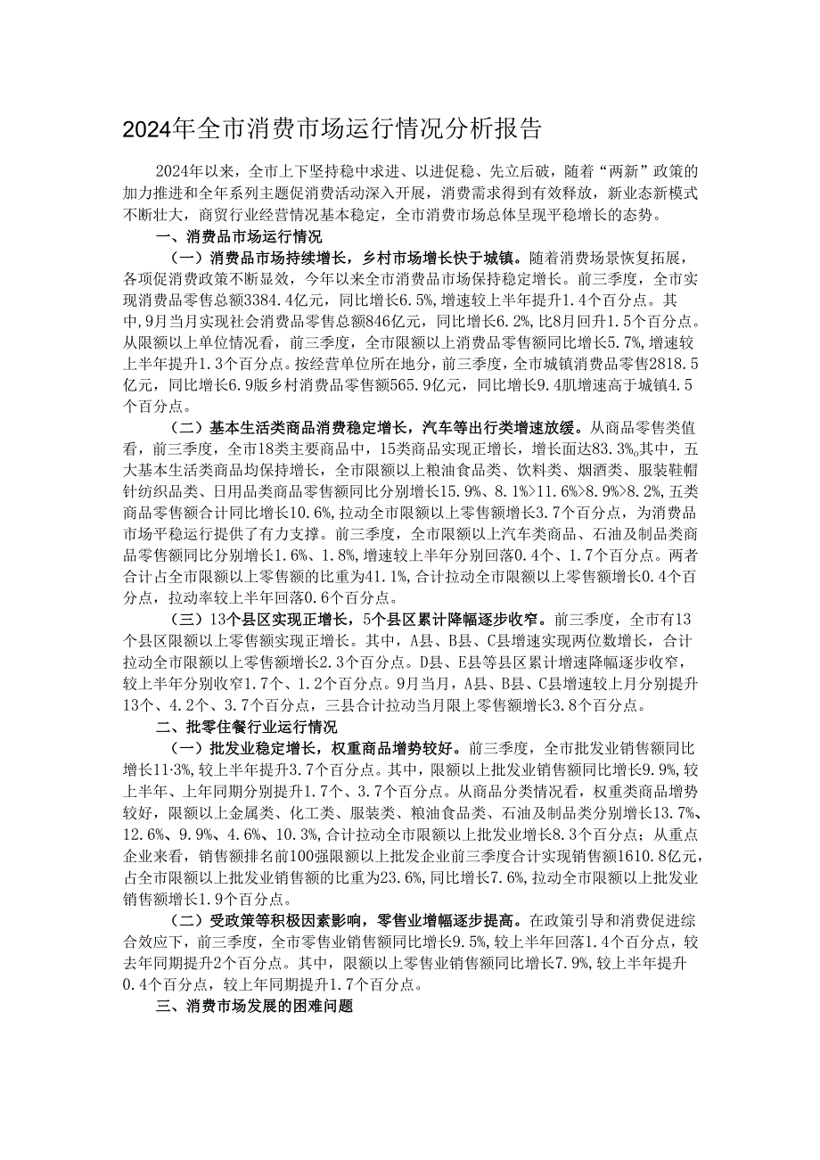 2024年全市消费市场运行情况分析报告.docx_第1页