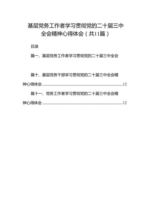 （11篇）基层党务工作者学习贯彻党的二十三中全会精神心得体会合辑.docx