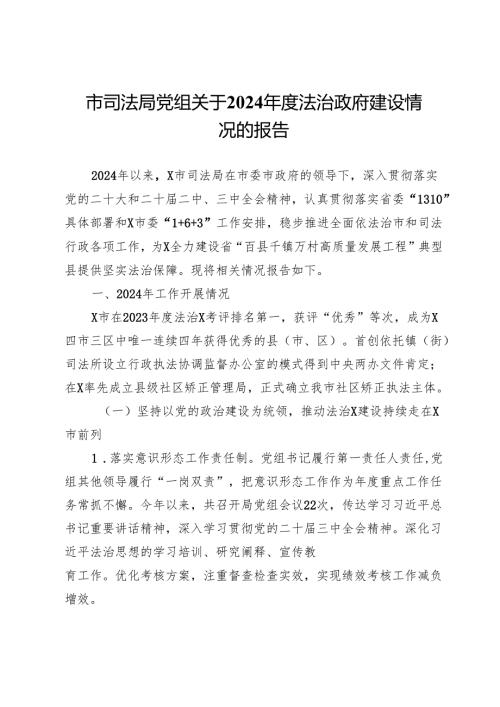 市司法局党组关于2024法治政府建设情况的报告.docx