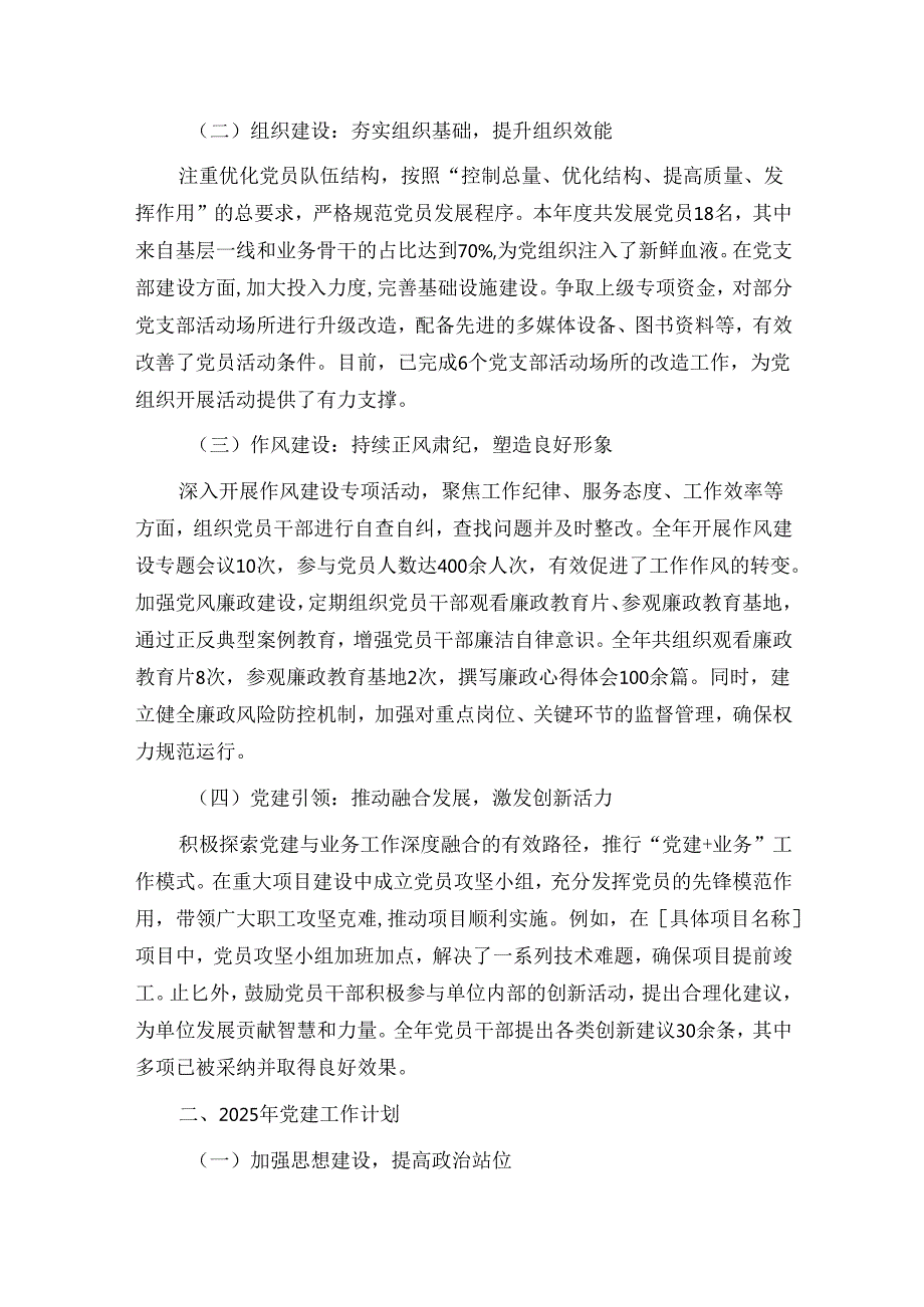 2024年党建工作总结及2025年党建工作计划(1).docx_第2页