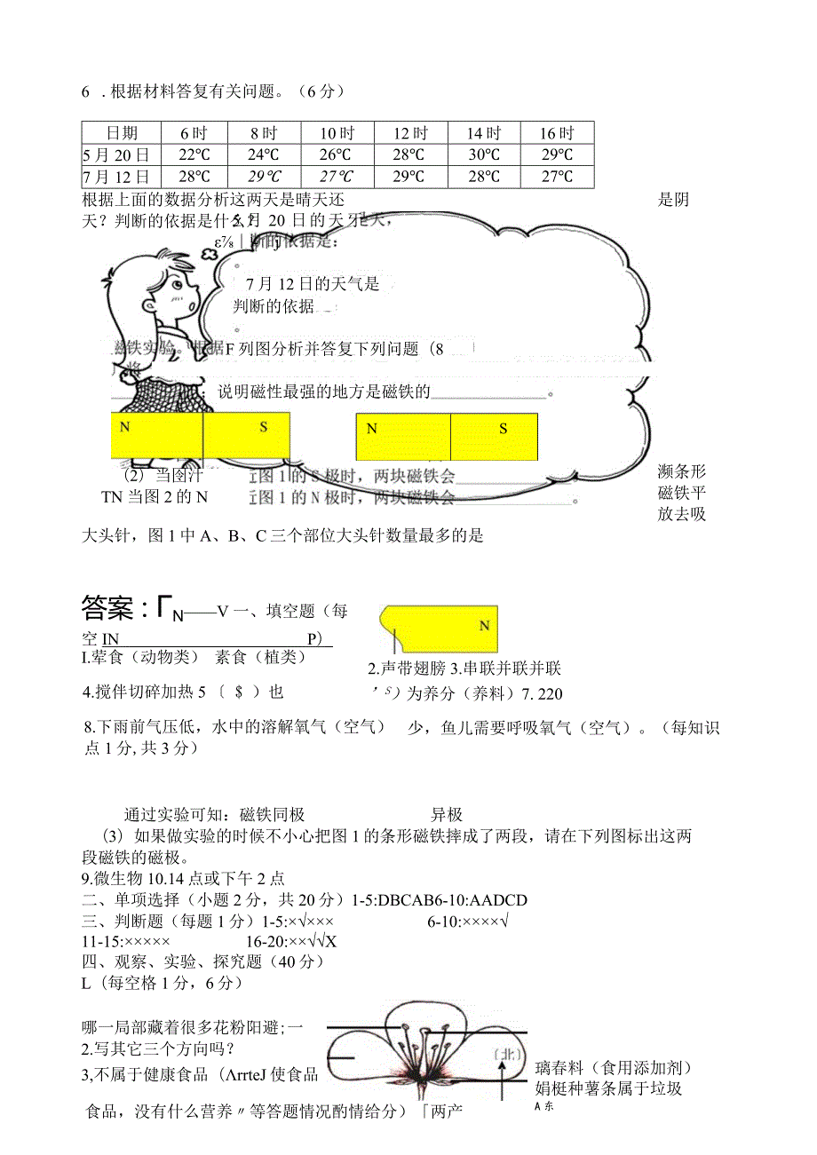 小学四年级科学竞赛题及答案.docx_第3页