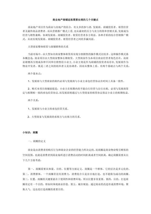 商业地产商铺返租需要处理的几个关键点.docx