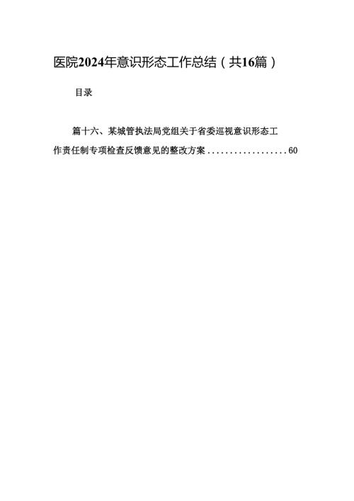 医院2024年意识形态工作总结16篇（详细版）.docx