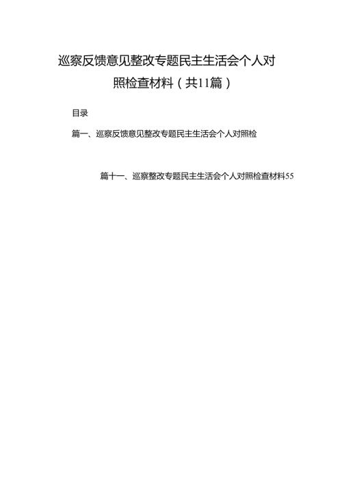 （11篇）巡察反馈意见整改专题民主生活会个人对照检查材料汇编.docx
