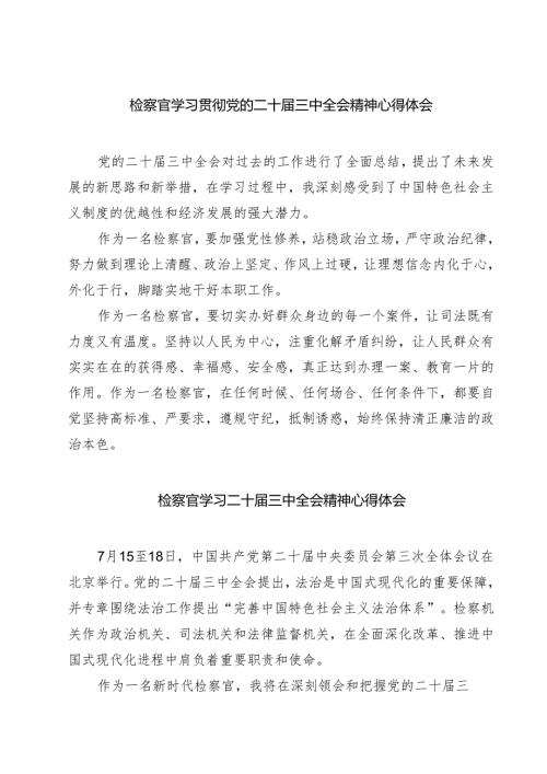 (六篇)检察官学习贯彻党的二十三中全会精神心得体会模板.docx