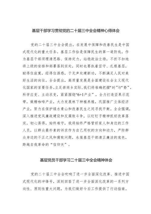 基层干部学习贯彻党的二十三中全会精神心得体会（共八篇选择）.docx