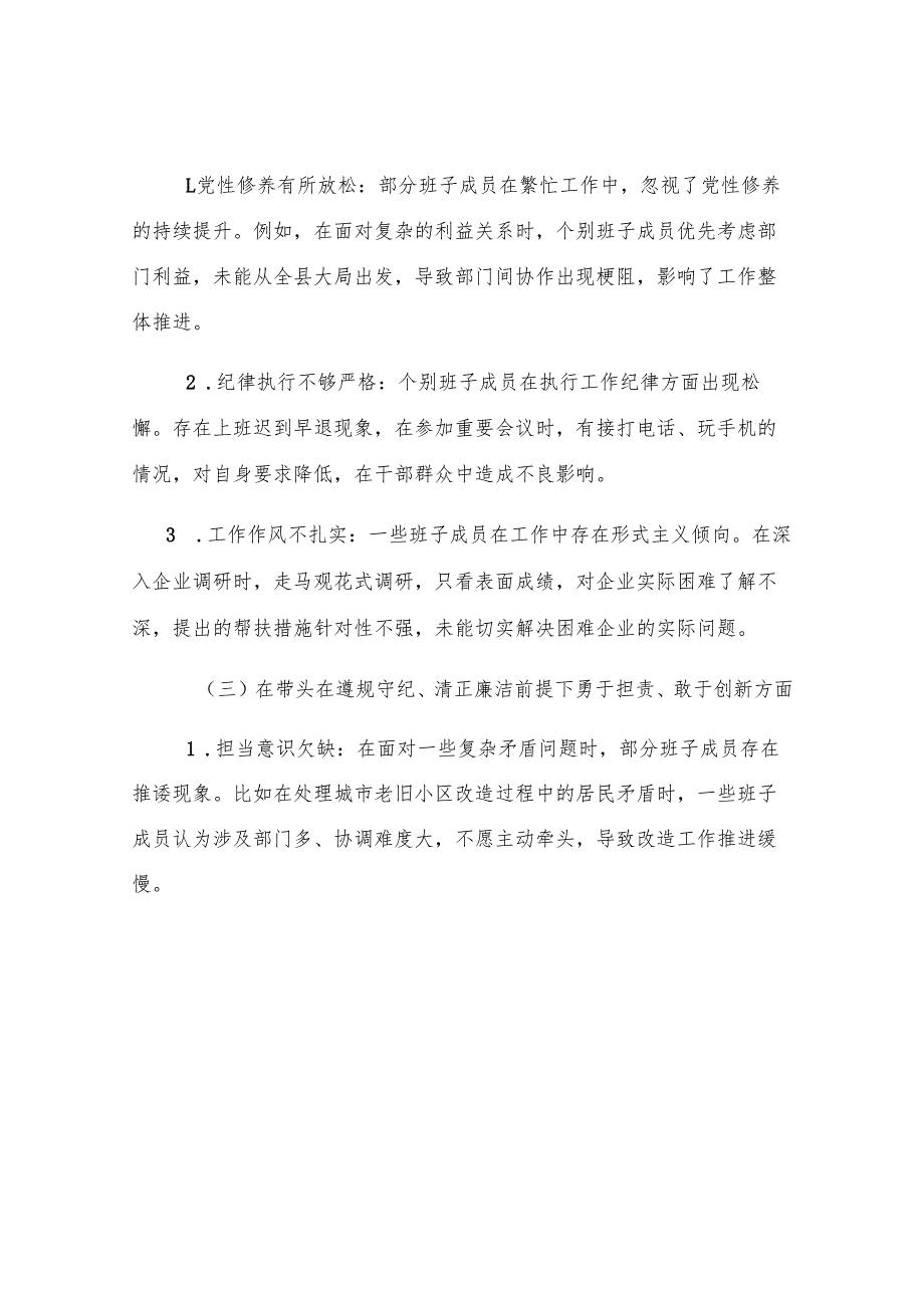2024 年度民主生活会县领导班子对照检查材料.docx_第2页
